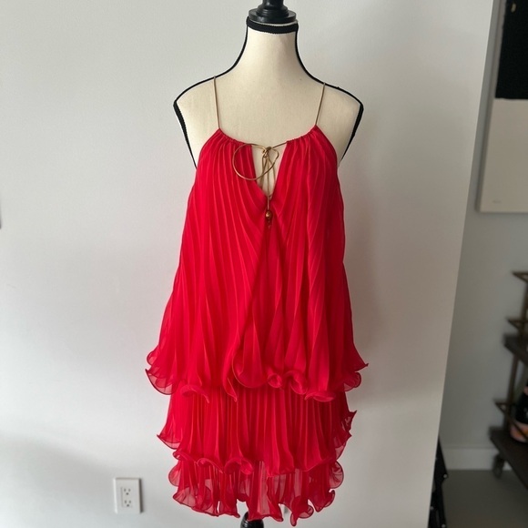 Coral Pleated Dress - Picture 1 of 12